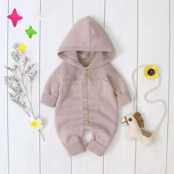 0-18M Plush Fleece Thicken Button Sweater Romper Jumpsuit Baby Wholesale Clothing KKHQV492087