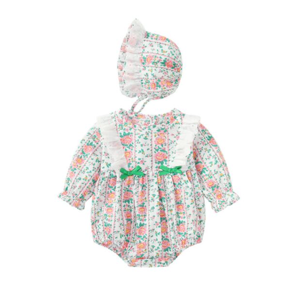 3-24M Baby Girls Floral Long Sleeve Bodysuit & Hats Wholesale Baby Boutique Clothing KJV387308