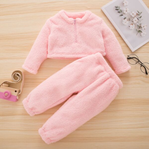9M-4Y Toddler Girl Sets Solid Color Long Sleeve Zipper Round Neck Top And Pants Wholesale Girls Clothes KSV591128