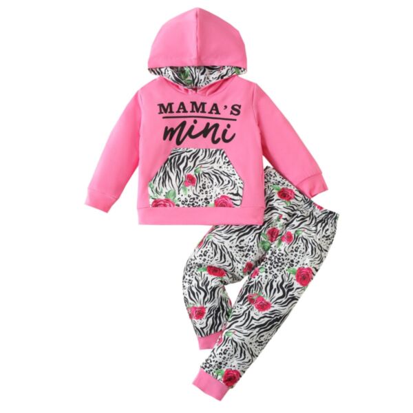 9M-4Y Toddler Girl Sets Long Sleeve Monogrammed Floral Zebra Hooded Top And Pants Wholesale Little Girl Clothing KSV591130