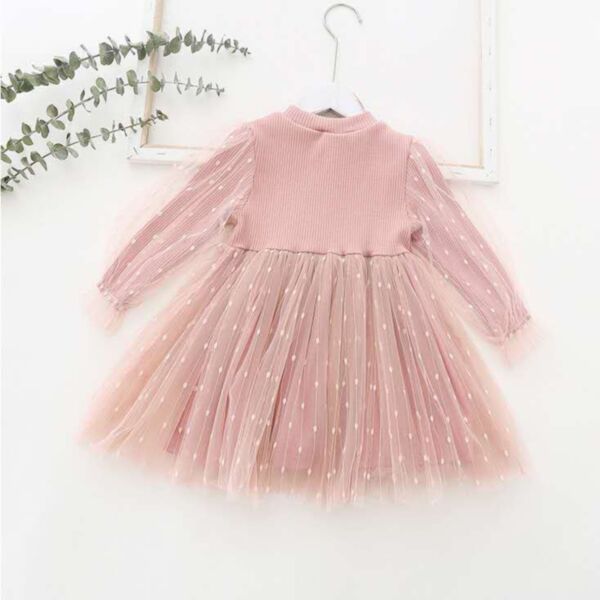 18M-6Y Solid Color Bubble Sleeve Mesh Dress Wholesale Kids Boutique Clothing KDV492082