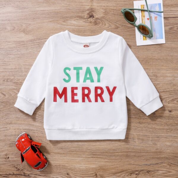 9M-4Y Toddler Girl & Boy Christmas Letter Print Round Neck Long Sleeve Tops Wholesale Toddler Clothing KTV591189