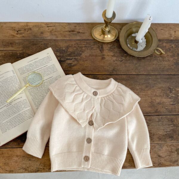 3-24M Baby Girls Solid Color Lapel Knit Sweater Cardigan Baby Wholesale Clothing KCV387570