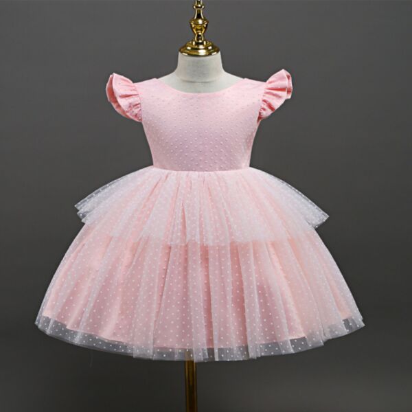 18M-6Y Toddler Girls Flutter Sleeve Polka Dots Party Dresses For Girls Wholesale Boutique Clothing KDV387536