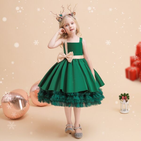 2-6Y Toddler Girls Bow Sling Mesh Princess Dresses Wholesale Girls Fashion Clothes KDV38463508