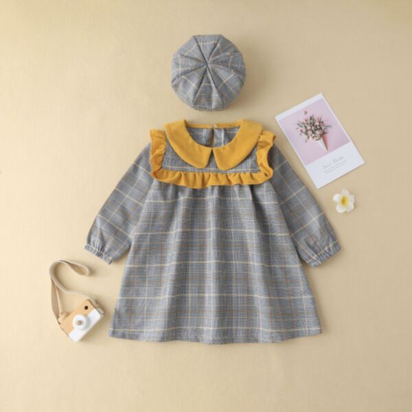 18M-6Y Toddler Girls Doll Collar Plaid Long Sleeve Dresses Wholesale Girls Fashion Clothes KDV387234