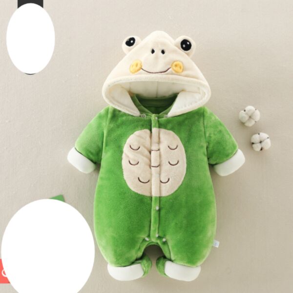 0-12M Cotton Thin Warm Fleece Colorblock Animal Onesies Romper Cute Jumpsuit With Hat Baby Wholesale Clothing KKHQV492069
