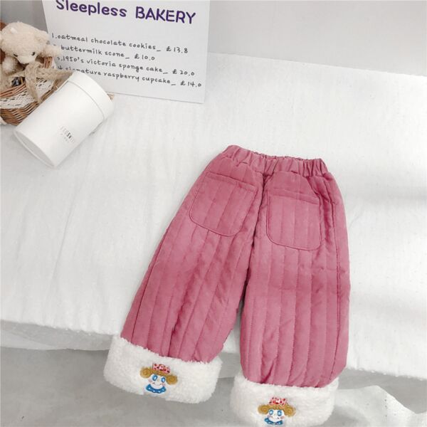 9M-6Y Cotton Padded Thicken Fleece Pants Plush-Edge Cartoon Print Trousers Wholesale Kids Boutique Clothing KKHQV491975