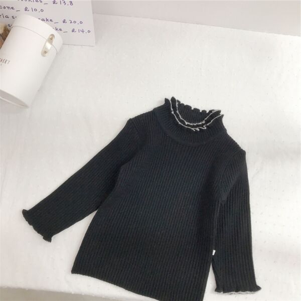 18M-6 Y High Collar Knitwear Pullover Underwear Solid Color Texture Sweater Wholesale Kids Boutique Clothing KKHQV491973