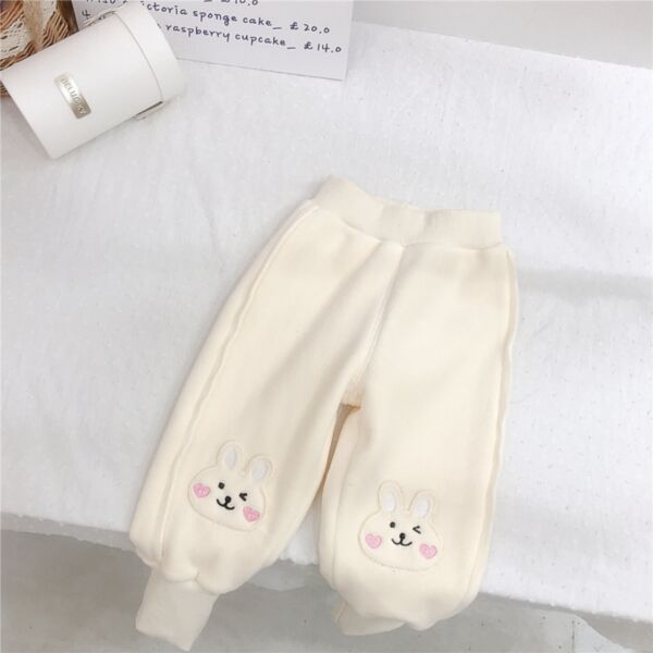 18M-6Y Thicken Fleece Solid Color And Bunny Print Trousers Wholesale Kids Boutique Clothing KKHQV491966