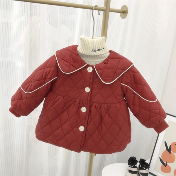 18M-7Y Cotton Wide Collar Button Texture Coat Jacket Wholesale Kids Boutique Clothing KKHQV491965