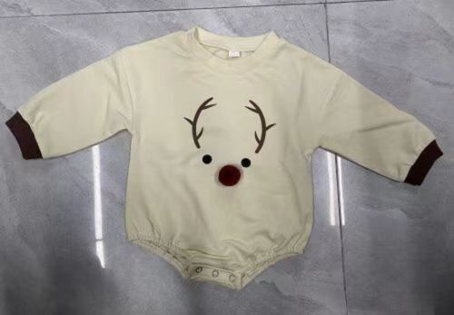 0-18M Baby Onesies Cartoon Deer Head Print Long Sleeve Round Neck Bodysuit Wholesale Baby Clothing KJV591164