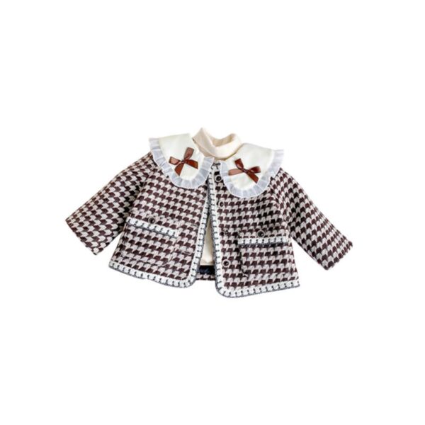 18M-7Y Toddler Girl Long-Sleeved Single-Breasted Doll Collar Plaid Jacket Girl Wholesale Boutique Clothing KCV591318