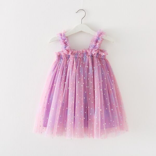 9M-6Y Toddler Girls Colorful Rainbow Sling Mesh Dress Wholesale Girls Fashion Clothes KDV387617