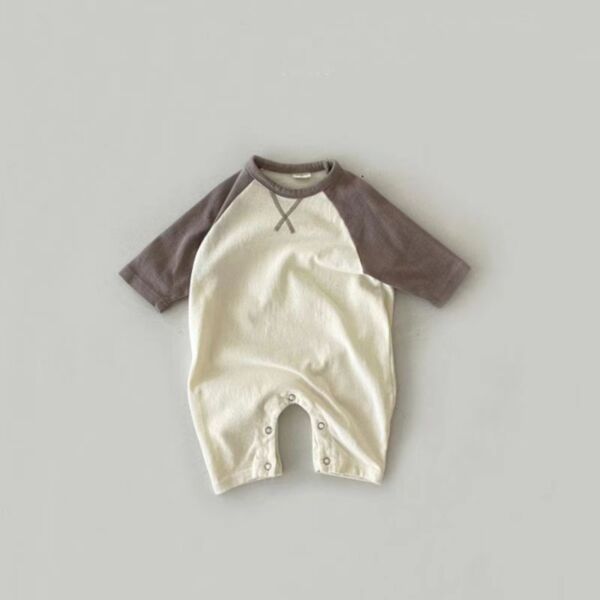 0-12M Colorblock White Long Sleeve Jumpsuit Baby Wholesale Clothing KJV492218