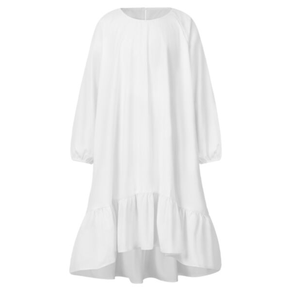 7-11Y Flouncing Edge Round Neck Solid Color Long Sleeve Long Dress Wholesale Kids Boutique Clothing KDV492080