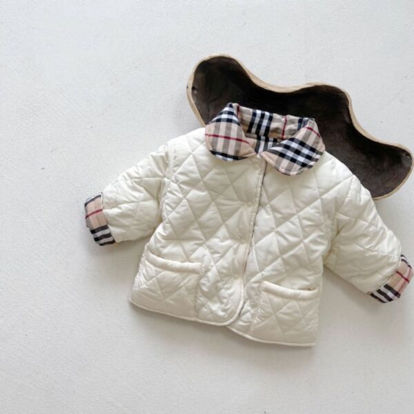 3-24M Wear Both Sides Thicken Cotton Plaid Texture Coat Baby Wholesale Clothing KKHQV492174