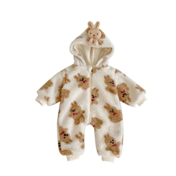 0-18M Bunny Rabbit Print Fleece Cotton Padded Toddler Romper Baby Wholesale Clothing KKHQV492177