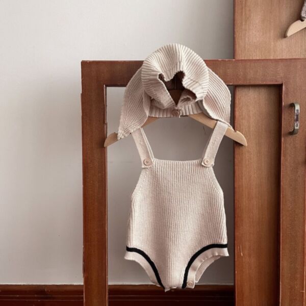 3-24M Solid Color Suspender Knitwear Romper Baby Wholesale Clothing KKHQV492214