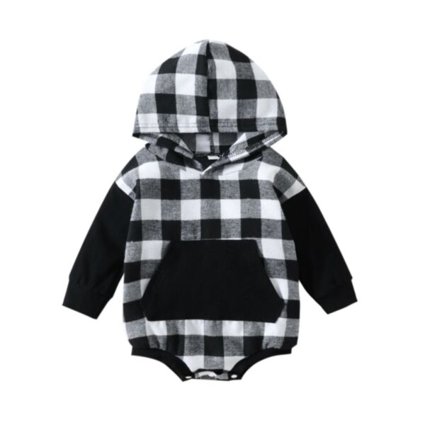 3-24M Baby Onesies Christmas Long Sleeve Plaid Hooded Bodysuit Wholesale Baby Clothing KJV591335