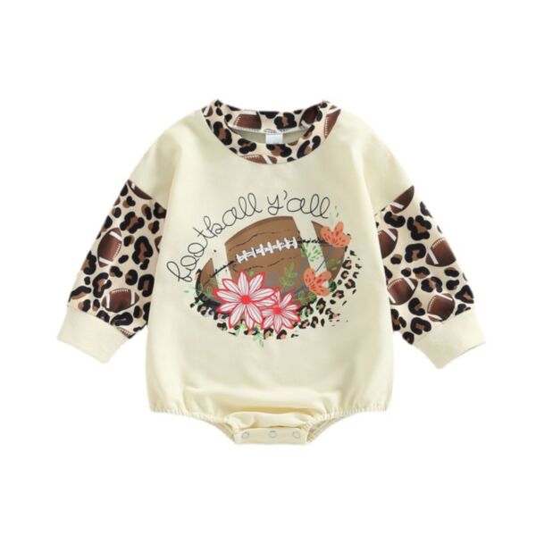 0-18M Baby Onesies Rugby Leopard Print Long Sleeve Crewneck Bodysuit Wholesale Baby Clothes KJV591336