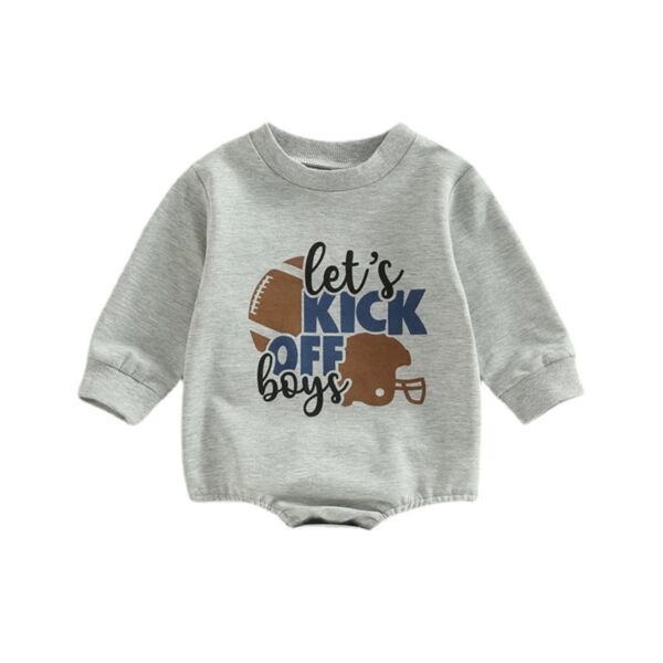 3-24M Baby Onesies Letters Rugby Print Round Neck Long Sleeve Bodysuit Wholesale Baby Clothes Suppliers KJV387559