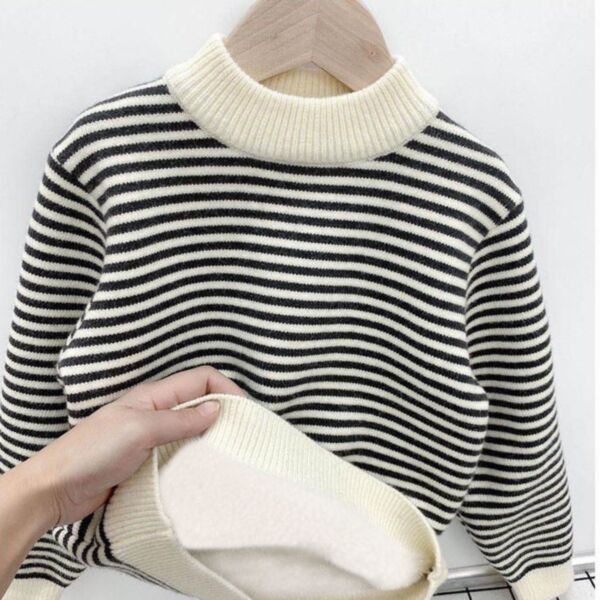 3-7Y Striped Print Knitwear Fleece Thicken Sweater Wholesale Kids Boutique Clothing KTV492161