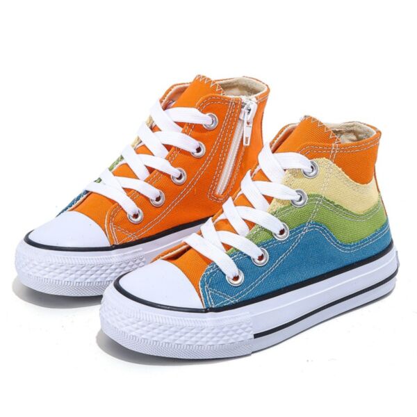 Kids Rain Canvas Shoes Color-block Zipper Shoelace Wholesale Kids Clothing KSHOV440174