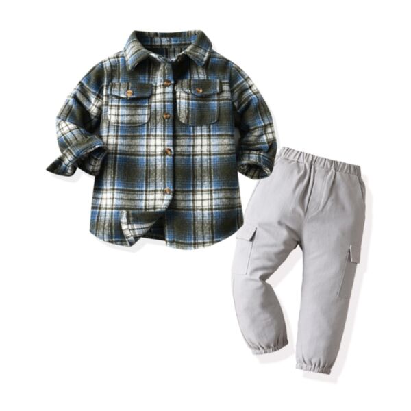 18M-6Y Toddler Boys Suit Sets Plaid Shirts And Pants Wholesale Boys Clothing KSV387653