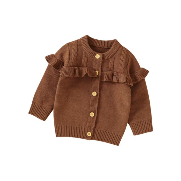 6M-3Y Baby Girls Ruffled Solid Color Knitted Cardigans Sweater Wholesale Baby Clothing KCLV385117749