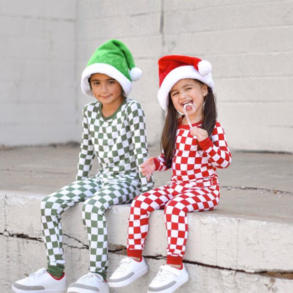 18M-7Y Toddler Checkerboard Print Long Sleeves Pullover And Pants Wholesale Toddler Boutique Clothing KSV387648