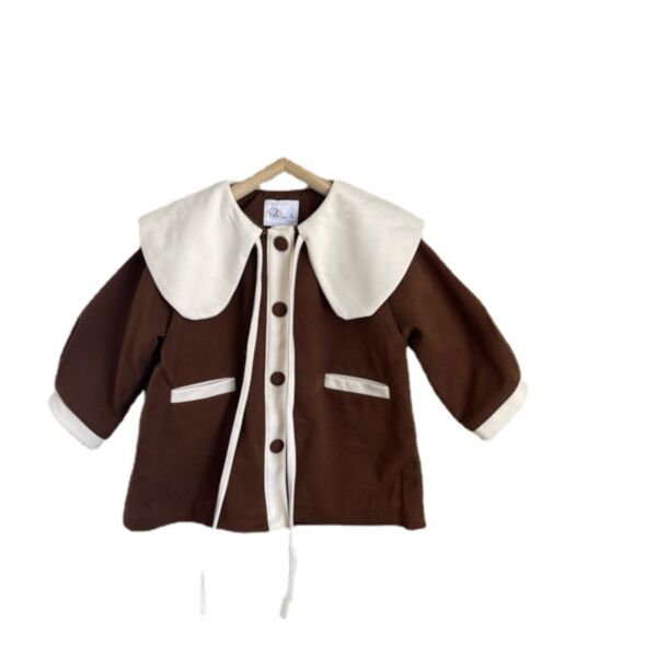 18M-6Y Toddler Girl Color-Coded Lapel Single-Breasted Long-Sleeved Jacket Wholesale Little Girl Clothing KCV591293
