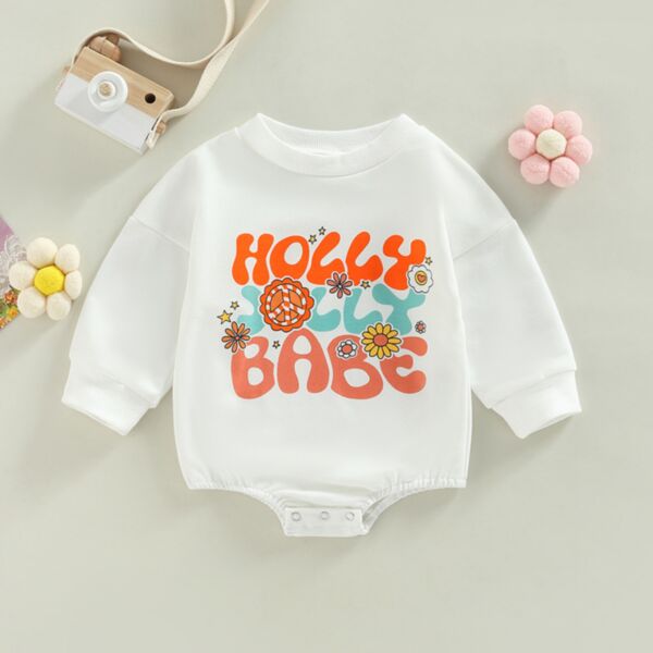 0-18M Letter Print Long Sleeve White Romper Onesies Baby Wholesale Clothing KJV492180