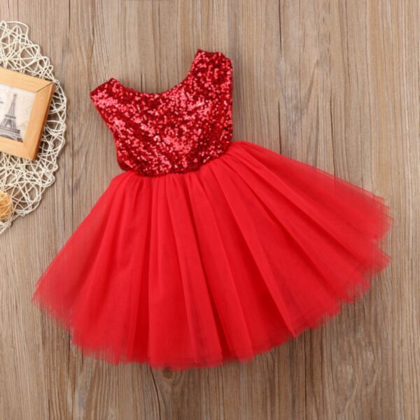 9M-5Y Toddler Girl Sleeveless Sequin Love Mesh Puffy Dress Fashion Girl Wholesale KDV591334