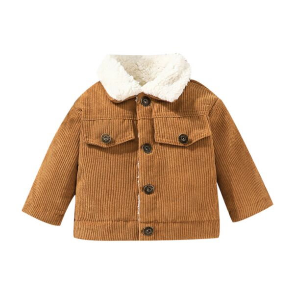 3M-3Y Baby Fur Collar Winter Corduroy Jackets Baby Wholesale Clothing KCV387656