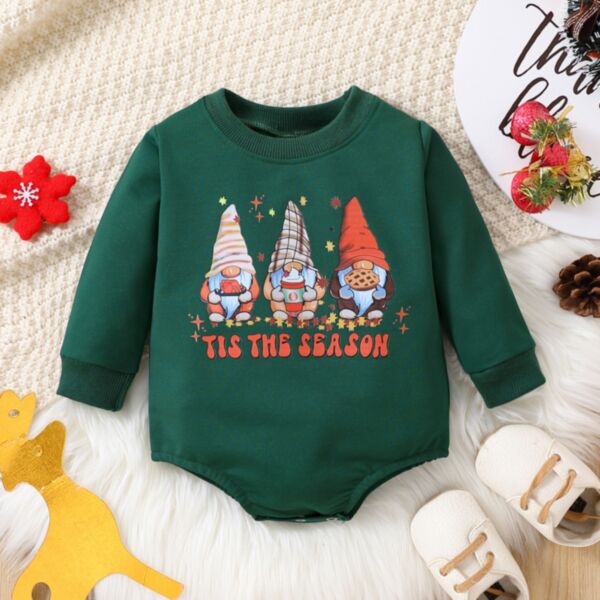 3-24M Christmas Tree And Letter Print Long Sleeve Green Onesies Romper Baby Wholesale Clothing KJV492128