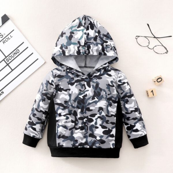 3-24M Baby Boy Long Sleeve Color Blocking Camouflage Hooded Top Wholesale Baby Clothes KCV591385