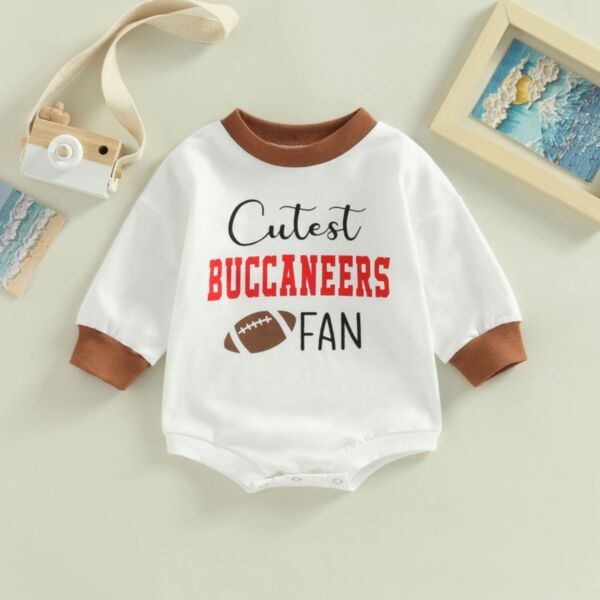 0-18M Letter And Rugby Print Long Sleeve White Colorblock Romper Onesies Baby Wholesale Clothing KJV492132