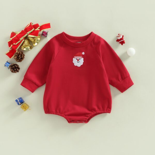 0-18M Christmas Face And Tree Print Long Sleeve Romper Onesies Baby Wholesale Clothing KJV492126