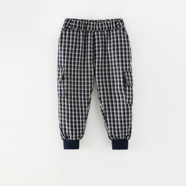18M-7Y Black Plaid Long Sleeve Pants Trousers Wholesale Kids Boutique Clothing