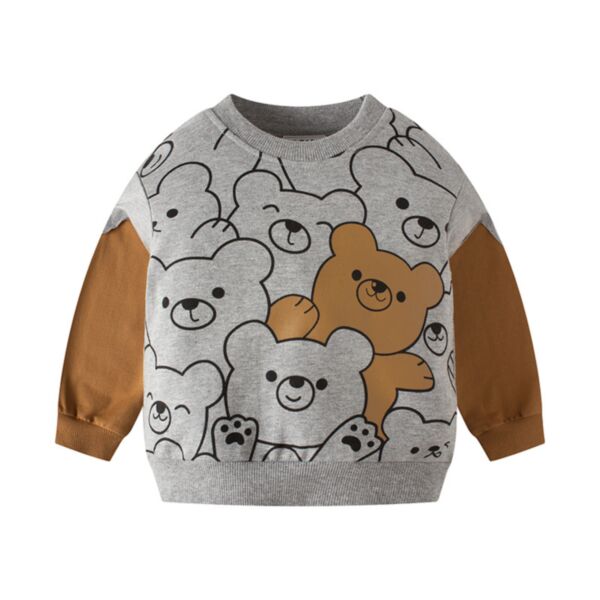 18M-7Y Toddler Boys Cartoon Bear Crew Neck Sweatshirt Wholesale Boys Boutique Clothing KTV387666