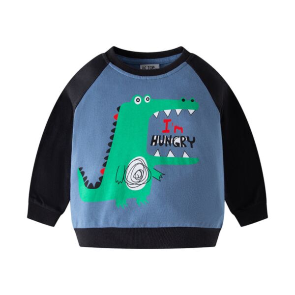 18M-7Y Toddler Boys Dinosaur Raglan Sleeves Crew Neck Sweatshirt Wholesale Boys Clothes KTV387665