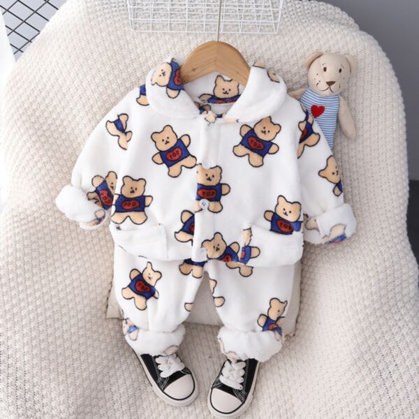 9M-4Y Toddler Boys Pajamas Sets Flannel Bear Wholesale Boys Clothing KSV387446