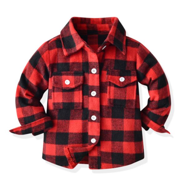 6M-7Y Toddler Boys Long Sleeve Lapel Single Breasted Check Shirt Wholesale Boys Clothing KCV387681