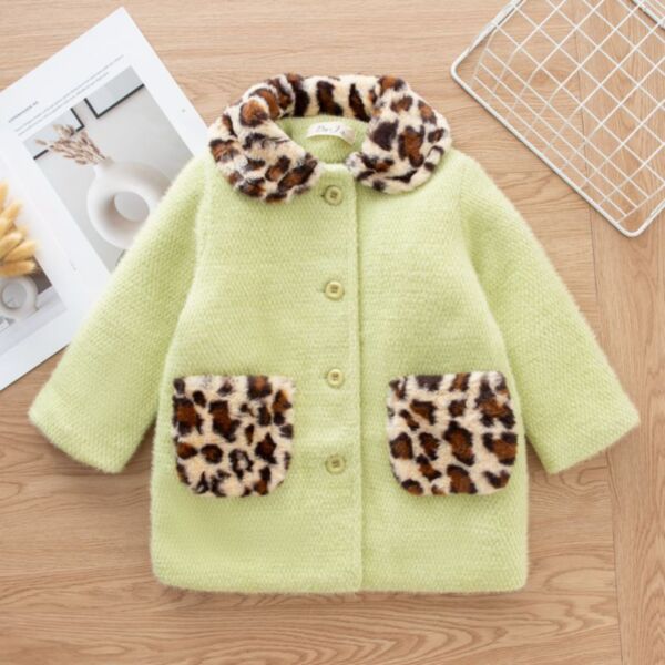 2-7Y Toddler Girls Single Breasted Leopard Print Lapel Coats Wholesale Girls Clothes KCV387688