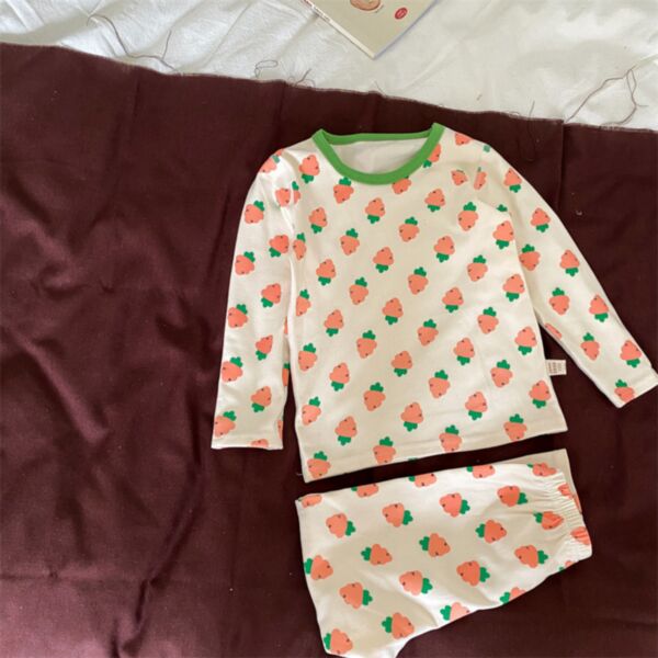 2-7Y Toddler Sets Long-Sleeved Cartoon Radish & Heart & Bear Print Tops And Pants Wholesale Toddler Clothing KSV591312