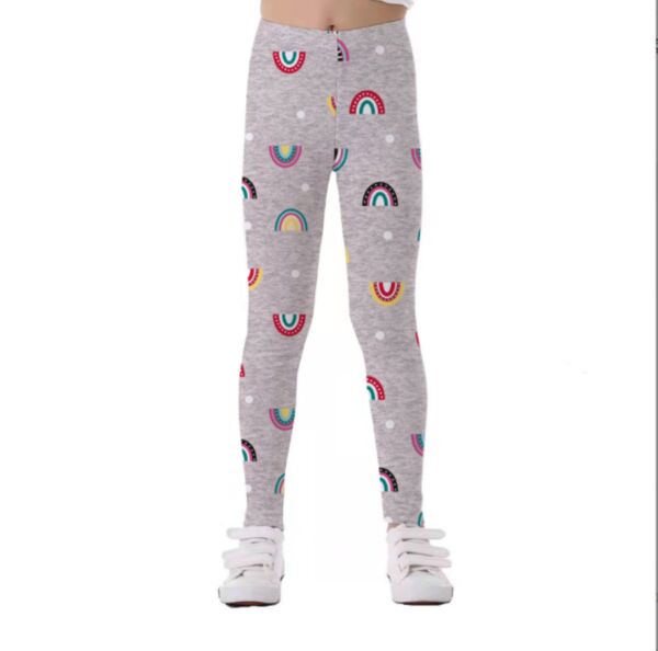 MOQ 2PCS 18M-10Y Big Kids Girls Cartoon Rainbow Polka Dot Tight Leggings Kids Wholesale Clothing KPV387525