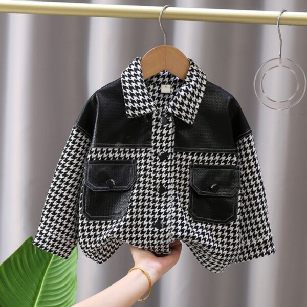18M-10Y Kids Boys Houndstooth Patchwork Pockets Jacket Wholesale Boys Clothing KCV387695