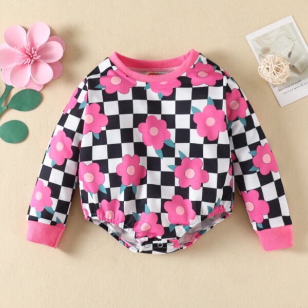 3-18M Colorblock Flower Striped Print Long Sleeve Baby Wholesale Clothing KJV492245