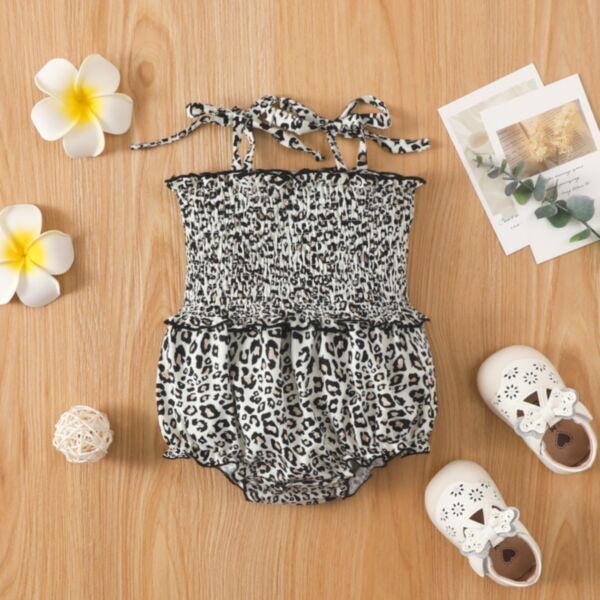 0-18M Leopard Print Suspender Cute Romper Baby Wholesale Clothing KJV492241
